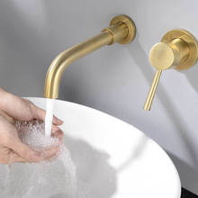 Chaowalmai Bathroom Sink Faucet Basin Brass Tap Golden Taps Wall Mounted Single Handle Bathroom Faucets Mixer Lavatory Faucet 2024 - buy cheap