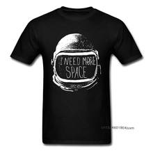 Camiseta Geek Chic para hombre, Tops divertidos de algodón, camiseta blanca y negra, camiseta Crazy Never con astronauta, ropa de estudiantes de estilo urbano 2024 - compra barato