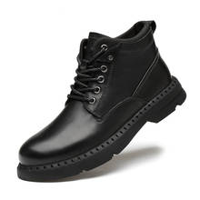 Botas de nieve negras para hombre, zapatos de piel cálida, diseño de vestido, botas hechas a mano de cuero genuino, Invierno 2024 - compra barato