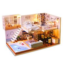 Casa de boneca de madeira em miniatura, kit diy, com capa de poeira, caixa de música, montar, artesanato, brinquedo, melhor presente de aniversário para crianças e meninas 2024 - compre barato