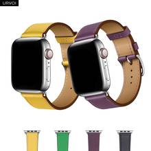 URVOI осень 2020 один тур ремешок для наручных часов apple watch серии 6 S 5 4 3 2 Swift кожаный ремешок для наручных часов iWatch, наручные Классический пряжкой большие размеры 40-44 мм 2024 - купить недорого