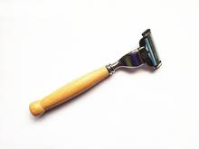 Cuchillo de afeitar Vintage de acero inoxidable, navaja de afeitar con mango de madera, soporte para afeitadora Manual, borde recto, 14cm, 1 ud. 2024 - compra barato
