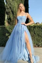 Women's Halter Long Tulle Lace Prom Dresses with Slit Robe De Soiree A-Line Sexy Criss Cross Back Formal Party Dresses 2024 - buy cheap