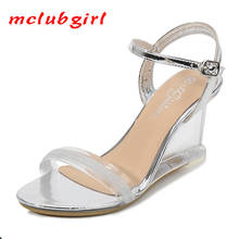 Mclubgirl 2020 женские босоножки с кристаллами для клуба босоножки на танкетке для девочек женские летние новые сексуальные прозрачные туфли-лодочки с кристаллами LFD 2024 - купить недорого