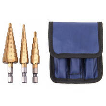 3Pc Hss Step Cone Taper Drill Bit Set Metal Hole Cutter Metric 3-12 4-12 4-20Mm 1/4 inch Titanium Coated Metal Hex Taper 2024 - buy cheap