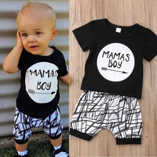 0-24M Newborn Baby Boy Clothes Set Black Letter Print T-shirt+Striped Pants Leggings Toddler Boys Clothes Outfits Sets 2024 - buy cheap