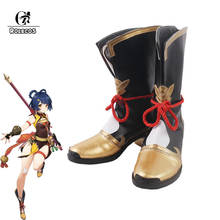 ROLECOS-zapatos de Cosplay Genshin Impact Xiangling para mujer, botas de tacón alto, color negro 2024 - compra barato