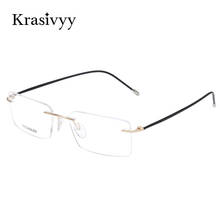 Krasivyy-gafas sin montura para hombre y mujer, anteojos cuadrados sin tornillos, ultraligero de titanio puro, graduadas ópticas 2024 - compra barato