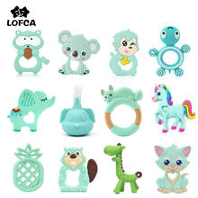 LOFCA 1pcs Baby Teether Silicone Beads BPA Free Food Grade Silicone Animal Shape Pendant Baby Pacifier Chain Teething Toy 2024 - buy cheap