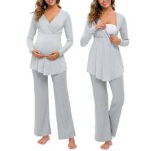 ARLONEET-Pijama de maternidad para mujer, conjunto de tops y pantalones para embarazo, ropa de dormir para lactancia materna, ropa de embarazo gd09 2024 - compra barato