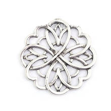 DoreenBeads Zinc Based Alloy Embellishments Flower Silver Color Filigree DIY Components 39mm(1 4/8") x 38mm(1 4/8"), 1 Piece 2024 - buy cheap