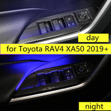 Moldura para porta de toyota rav4 2019 2020, descanso de braço, painel, luz atmosférica, luz para janela da porta do carro 2024 - compre barato