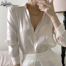 Vintage Blouse Women Autumn Fashion See Through White Satin Silk Shirt Long Sleeves Female Korean Loose Street Shirts 11971 2024 - buy cheap