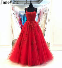 JaneVini Charming Red Sky Blue Prom Dresses Long abendkleider lang Beaded Spaghetti Strap Lace Floor Length Party Formal Gowns 2024 - buy cheap