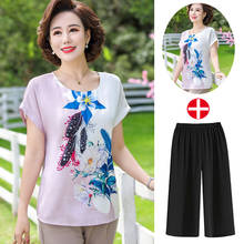 New Summer Suit Women Short-sleeved T-shirt pant Two-piece outfits Sets Printed Pullovers Plus size matching Sets top and pants 2024 - buy cheap
