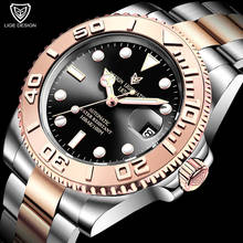 100m waterproof LIGE black dial luminous Sapphire glass GMT automatic mens watch Luxury Brand Mechanical Watch Relogio Masculino 2024 - buy cheap
