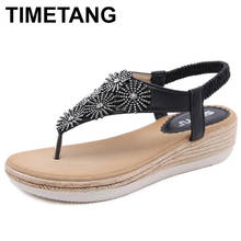 TIMETANG New Summer Fashion Rhinestone Wedges Women's Sandals Comfort Ladies Shoes Plus Size Toe Sandals Bohemia Sandalias 2024 - buy cheap