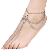 Silver Color Vintage Multilayer Chain Toe Ring Anklets For Women Summer Beach Bohemia Barefoot Sandals Charm Anklet Foot Jewelry 2024 - buy cheap