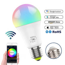 Умный светильник накаливания с регулируемой яркостью Wifi светильник E27 цветная (RGB) Светодиодная лампа Wake-Up светильник s работает с Amazon Alexa и Google Assistant 2024 - купить недорого