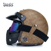 Retro Motorcycle Helmet PU Leather Open Face 3/4 Chopper Bicycle Helmet CapaceteDOT Certification Send 2 Gifts 2024 - buy cheap