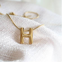 Pingente letra h aço titânio dourado, joia tendência coreana cor dourada 2024 - compre barato
