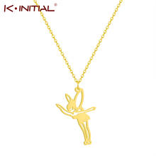 Kinitial Stainless Steel Dancing Ballerina Dancer Ballet Pendant Necklace Charm Dancing Lovers' Jewelry for Girls Women Gift 2024 - buy cheap