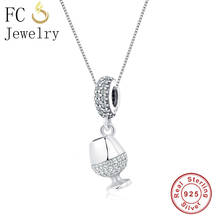 FC Jewelry 925 Sterling Silver Coffee Wine Cup Zirconia Crystal Statement Necklaces & Pendants Chain Women Choker Trinket Collar 2024 - buy cheap