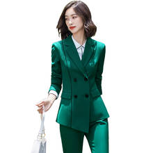 New Arrival Fall Winter Formal Office Ladies Pant Suit Women Green Black Fashion S-5XL Double Breasted 2 Piece Set 2024 - buy cheap
