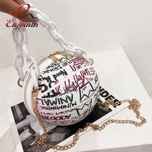 Bolso de mano con forma de baloncesto y grafiti para mujer, bandolera con cadena y letras coloridas, informal, de cuero Pu 2024 - compra barato