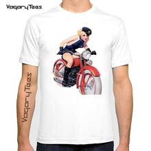 Intage camiseta gráfica masculina, camiseta de manga curta estampada fashion com broche up para motocicleta, camiseta casual 2024 - compre barato