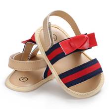 Zapatos de princesa para recién nacidos, sandalias de verano con lazo, antideslizantes, a rayas 2024 - compra barato