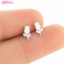 Stainless Steel Creative Flowers Snowflake Rose Tree Life Tree Coconut Tree Leaf Stud Earring for Men Women Daily Party Jewelry 2024 - buy cheap