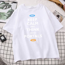 Keep Calm And Think With Portals Print T-Shirt Female Harajuku Fit Clothing New Quality Streetwear Manga Casual Women Tshirt 2024 - buy cheap