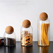 Glass Storage Bottle Transparent Lead-Free Seasoning Can Round Cork Tea Coffee Grains Sealed Tank Kitchen Container 2024 - buy cheap