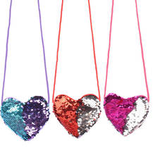 New Sequins Loving Heart Kids Shoulder Coin Bag Baby Girls Mini Messenger Bag Cartoon Boys Small Coin Purse Children Handbags 2024 - buy cheap