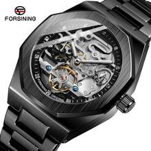 Forsining Fashion Blue Diamond Skeleton Men Mechanical Watch Stainless Steel Luminous Hands Wristwatch Casual Business Clock 2024 - buy cheap