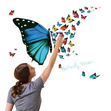 Красочная настенная «летящая бабочка» наклейка для детской комнаты домашний декор Мультяшные татуировки домашний декор художественная Настенная Наклейка плакат hotA3089 2024 - купить недорого