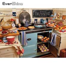 EverShine-Cuadro de cocina con diamantes de imitación, bordado de pastel, punto de cruz, mosaico hecho a mano, decoración de pared 2024 - compra barato