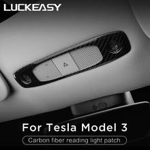 LUCKEASY For Tesla Model 3 Model Y Car Real carbon fiber reading lamp decorative patch model3 2022 Interior accessories 2024 - buy cheap
