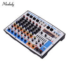 Muslady ddm8 console de mistura compacto, console de mistura de 8 canais com 99 efeitos dsp eq de 7 bandas integrado 48v phantom fonte de alimentação de suporte bt 2024 - compre barato