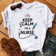 Женская футболка Maycaur, Веселая футболка с надписью Keep Calm для медсестры, летние топы с графическим принтом для медсестры, повседневная женская футболка в стиле Харадзюку, футболки для девушек 2024 - купить недорого
