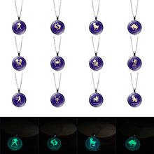 12 Constellations Popular Luminous Necklace Classic Fashion Glass Dome Alloy Pendant Necklace Women Men Fashion Glowing Jewelry 2024 - buy cheap