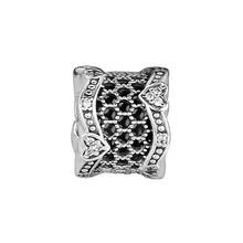 Lace of Love Spacer Beads for Charms Bracelets Women Sterling Silver 925 Jewelry Clear & Black CZ Charm Beads for Jewelry Making 2024 - buy cheap