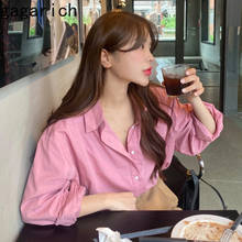 Gagarich-camisa holgada informal para mujer, Blusa de manga larga con temperamento reductor de edad, estilo coreano Chic, para primavera y otoño, 2021 2024 - compra barato