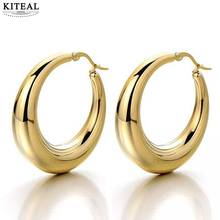 KITEAL 2021 Hot Gift 18KGP Gold Filled Female Friend 25mm hoop earrings Crescent moon women earring wedding jewelry 2024 - buy cheap