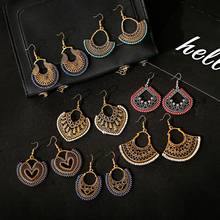 6 Style Vintage Alloy Bohemian Ethnic Earrings 2020 Women's Silk Hollow Out Carved Flower Dangle Earrings 2024 - buy cheap