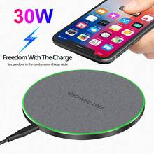 Cargador inalámbrico de disco para teléfono móvil, dispositivo de carga rápida QI multicolor, compatible con Xiaomi Mi 9 Pro, Iphone 12, X, XS, Max, XR, 8 Plus, 30w, nuevo 2024 - compra barato