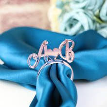 Personalized table heart with color Rosegold Napkin Ring,Custom Wedding napkin rings Acrylic Cut Napkin Ring with Heart Initials 2024 - buy cheap