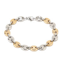 Stainless Steel Coffee Beans Link Chain Bracelet Curb Cuban Chain Gold Color Bracelets for Men&Women 2024 - buy cheap