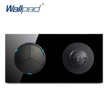 Wallpad 3 gang 2 way com interruptor de luz parede dimmer com indicador led cristal painel vidro 16a